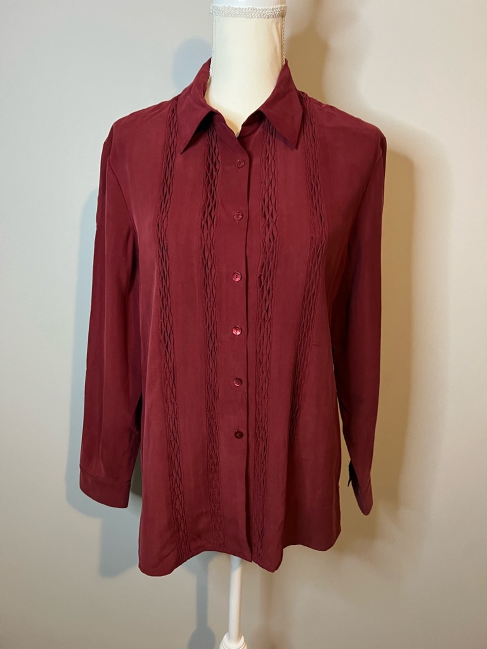 Rena Rowan Silk Blouse Deep Red Womens Size 8